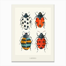 Colourful Insect Illustration Ladybug 25 Poster Canvas Print