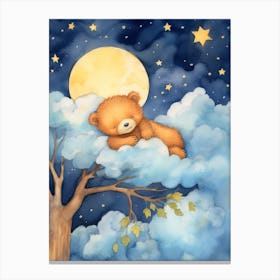 Baby Bear Cub 3 Sleeping In The Clouds Canvas Print