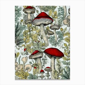 Mushroom Pattern nature flora Canvas Print
