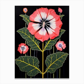 Hollyhock 3 Hilma Af Klint Inspired Flower Illustration Canvas Print