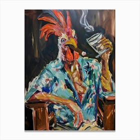 Animal Party: Crumpled Cute Critters with Cocktails and Cigars Rooster 3 Canvas Print