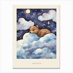 Baby Marten Sleeping In The Clouds Nursery Poster Canvas Print