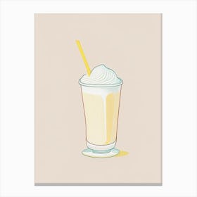 Vanilla Milkshake Dairy Food Minimal Line Drawing 1 Canvas Print