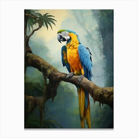 Vibrant Plumage: Macaw Jungle Bird Print Canvas Print
