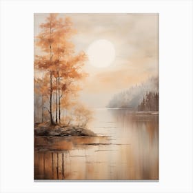 Lake In The Woods In Autumn, Painting 45 Canvas Print