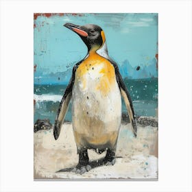 Galapagos Penguin Livingston Island Colour Block Painting 4 Canvas Print