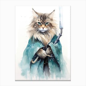 Main Coon Cat As A Jedi 4 Canvas Print