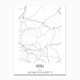 Miki,Japan Minimalist Map Stampe su tela