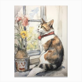 Storybook Animal Watercolour Cat 2 Canvas Print