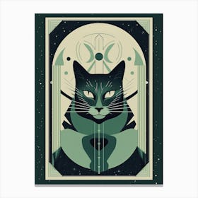 The Moon, Black Cat Tarot Card 1 Canvas Print