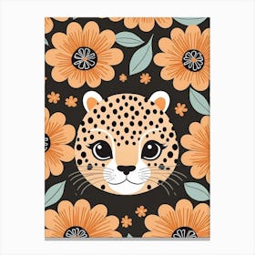 Floral Cute Baby Leopard Nursery (30) Canvas Print