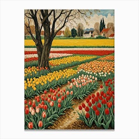 Rainbow Tulip Field Canvas Print