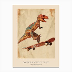 Parasaurolophus Vintage Dinosaur Poster 1 Canvas Print