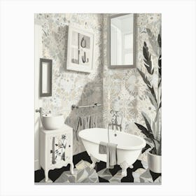 Black and white bathroom Canvas Print