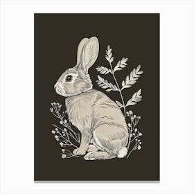 Tan Rabbit Minimalist Illustration 3 Canvas Print