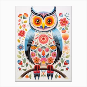 Scandinavian Bird Illustration Great Horned Owl 2 Canvas Print