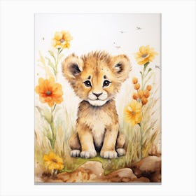 Colouring Watercolour Lion Art Painting 2 Canvas Print