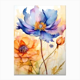 Watercolor Of Flowers 4 Canvas Print