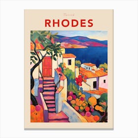 Rhodes Greece 2 Fauvist Travel Poster Canvas Print