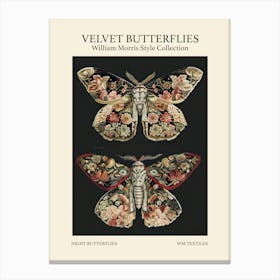 Velvet Butterflies Collection Night Butterflies William Morris Style 10 Canvas Print