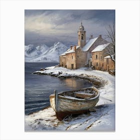 Boat In The Snow Canvas Print