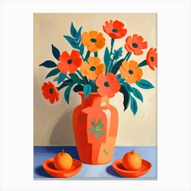 Orange Flowers In A Vase 1 Canvas Print