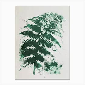 Green Ink Painting Of A Australian Tree Fern 3 Canvas Print