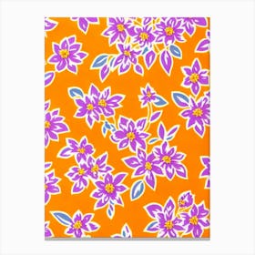Lilac Floral Print Retro Pattern 2 Flower Canvas Print