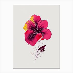 Hibiscus Floral Minimal Line Drawing 4 Flower Canvas Print