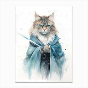 Main Coon Cat As A Jedi 3 Canvas Print