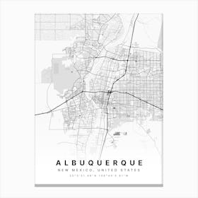 Albuquerque New Mexico USA White Map Canvas Print