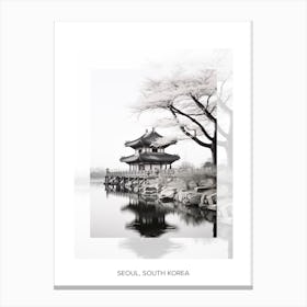 Poster Of Seoul, South Korea, Black And White Old Photo 3 Canvas Print