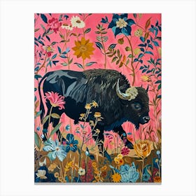 Floral Animal Painting Buffalo 2 Canvas Print