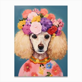 Poodle Portrait With A Flower Crown, Matisse Painting Style 2 Canvas Print