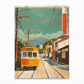 Japan Tram Travel Mid Century Modern Canvas Print