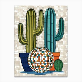 Cactus And Disco Ball Canvas Print