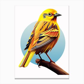 Colourful Geometric Bird Yellowhammer 2 Canvas Print