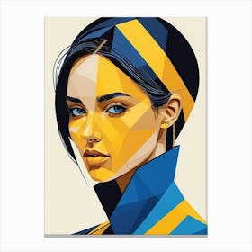 Geometric Woman Portrait Pop Art Fashion Yellow (11) Canvas Print