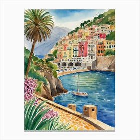 Cinque Terre Watercolor Painting Canvas Print