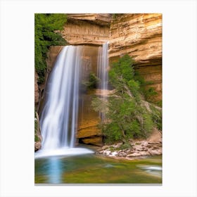 Calf Creek Waterfall, United States Realistic Photograph (2) Canvas Print