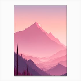 Misty Mountains Vertical Background In Pink Tone Canvas Print