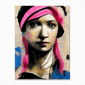The Girl With The Pearl Earring Graffiti Street Art Canvas Print