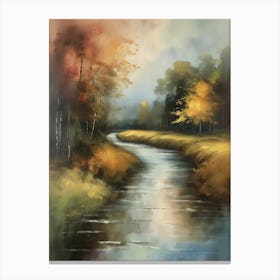 Autumn forest river.Printable Wall Art, Vintage Landscape, Farmhouse Wall Decorations, Vintage Landscape Oil Painting.2 Canvas Print