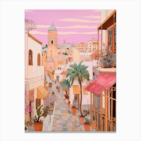 Tunis Tunisia 2 Vintage Pink Travel Illustration Canvas Print
