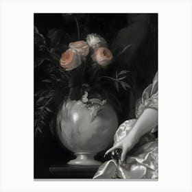 Dark Gothic Lady With Roses Canvas Print