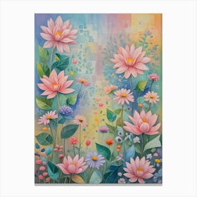 Pastel Rainbow Flower Dance Canvas Print