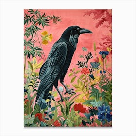 Floral Animal Painting Raven 4 Canvas Print