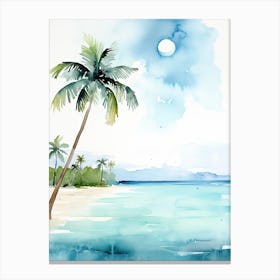 Watercolour Of Matira Beach   Bora Bora French Polynesia 0 Canvas Print