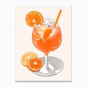 Aperol With Ice And Orange Watercolor Vertical Composition 23 Canvas Print