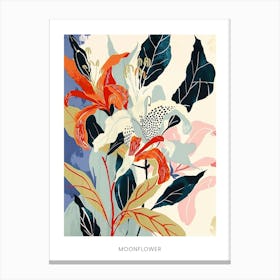 Colourful Flower Illustration Poster Moonflower 4 Canvas Print